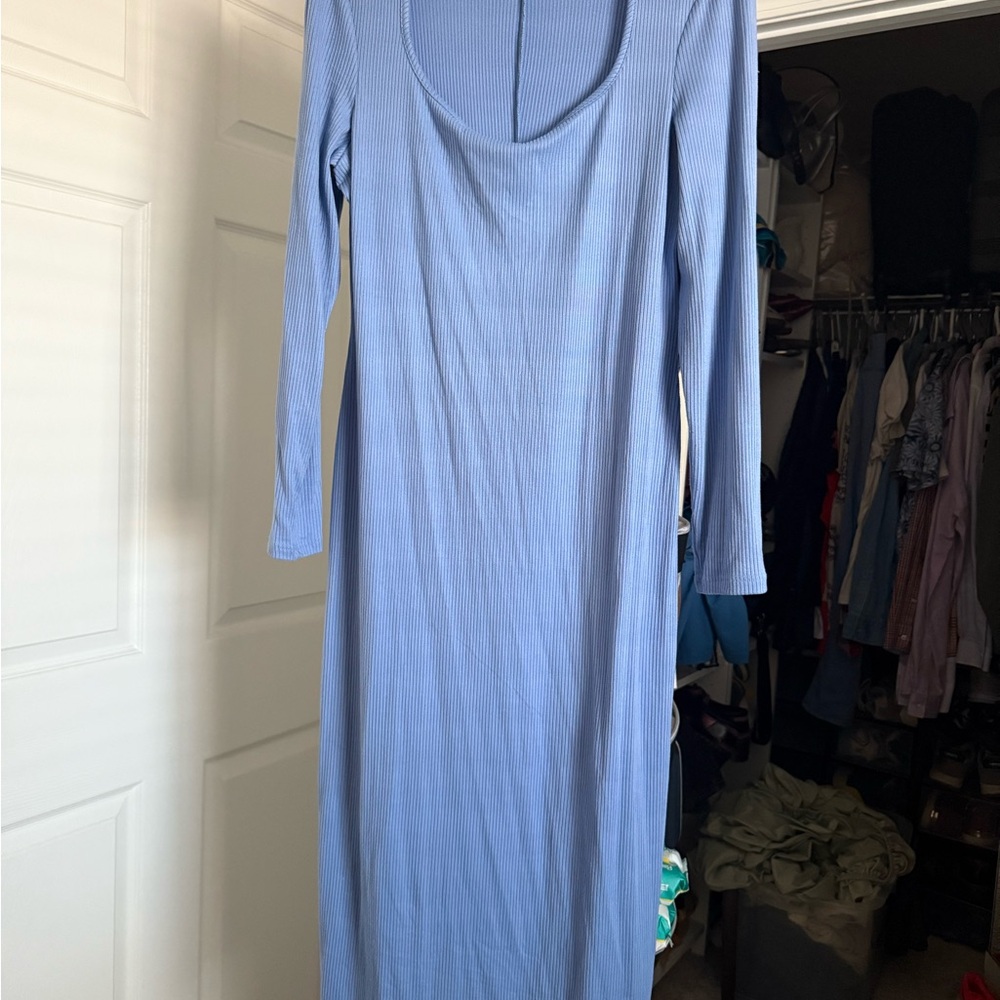 bebe Light Blue Long Sleeve Dress